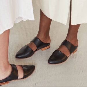 Zou Xou Black Pointed Toe Slip-On Mules